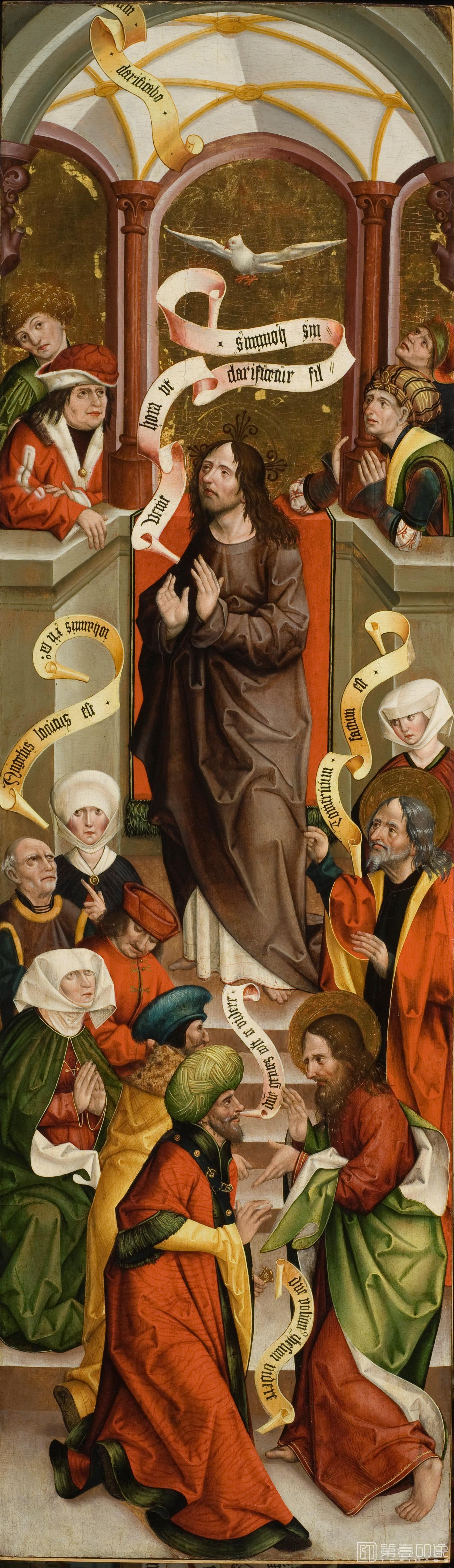 油画-美国洛杉矶国家美术馆-Jan Polack-Christ Preaching in the Temple-129
